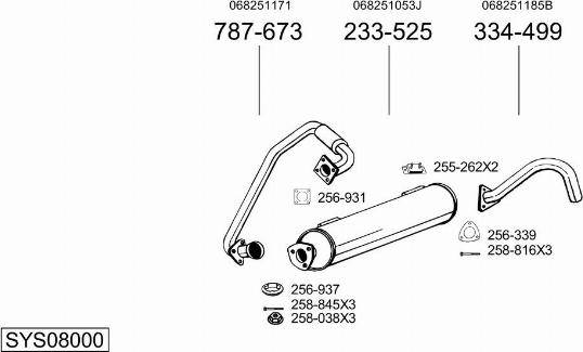 Bosal SYS08000 - Система випуску ОГ autocars.com.ua