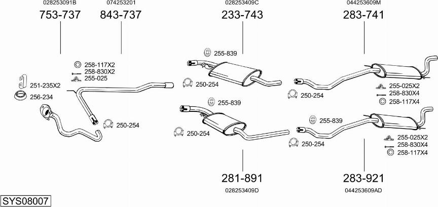 Bosal SYS08007 - Система випуску ОГ autocars.com.ua