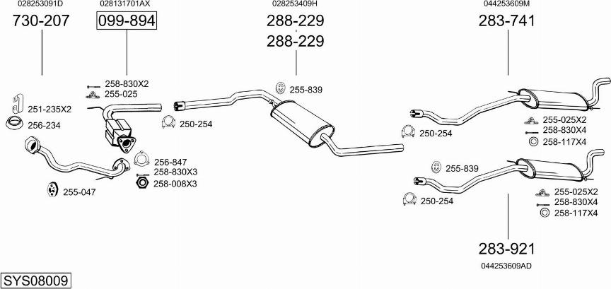 Bosal SYS08009 - Система випуску ОГ autocars.com.ua