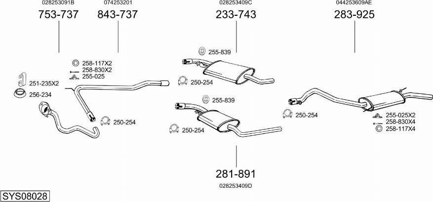 Bosal SYS08028 - Система выпуска ОГ avtokuzovplus.com.ua