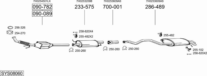 Bosal SYS08060 - Система випуску ОГ autocars.com.ua