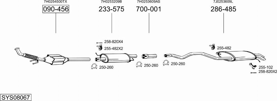 Bosal SYS08067 - Система випуску ОГ autocars.com.ua