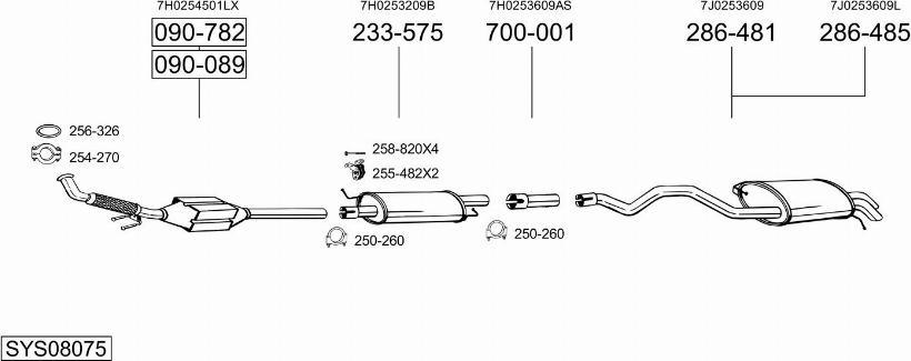 Bosal SYS08075 - Система випуску ОГ autocars.com.ua