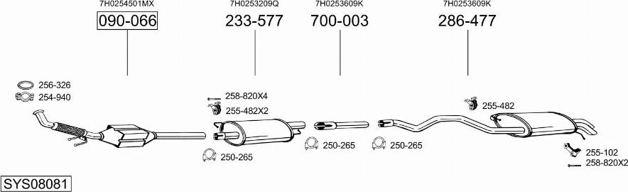 Bosal SYS08081 - Система випуску ОГ autocars.com.ua