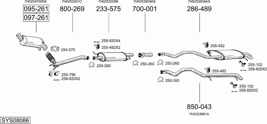 Bosal SYS08086 - Система випуску ОГ autocars.com.ua