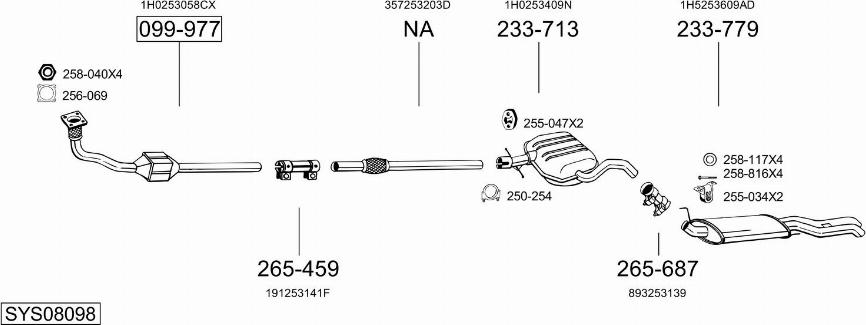 Bosal SYS08098 - Система випуску ОГ autocars.com.ua