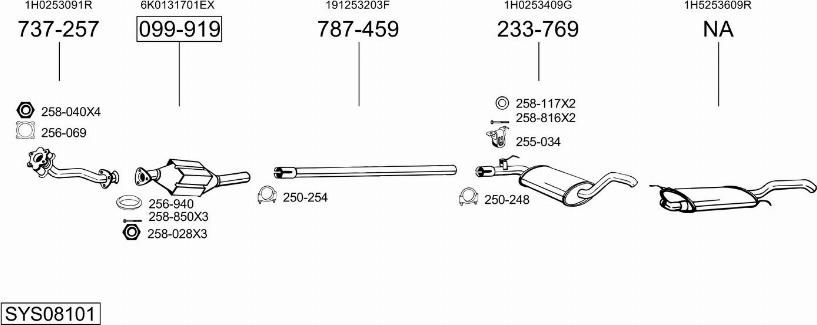 Bosal SYS08101 - Система випуску ОГ autocars.com.ua