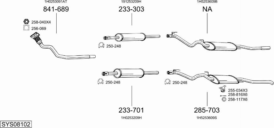 Bosal SYS08102 - Система випуску ОГ autocars.com.ua