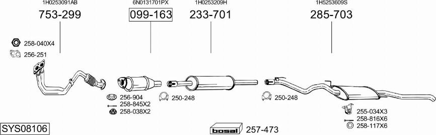 Bosal SYS08106 - Система випуску ОГ autocars.com.ua