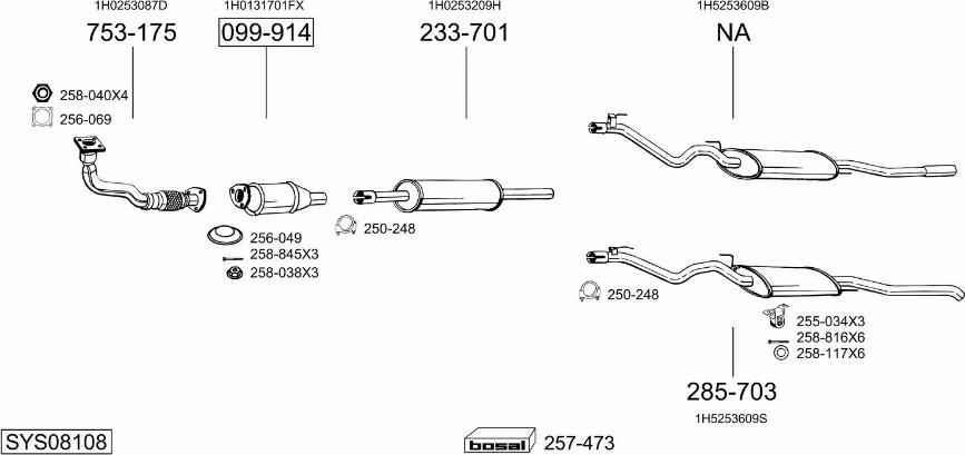 Bosal SYS08108 - Система випуску ОГ autocars.com.ua