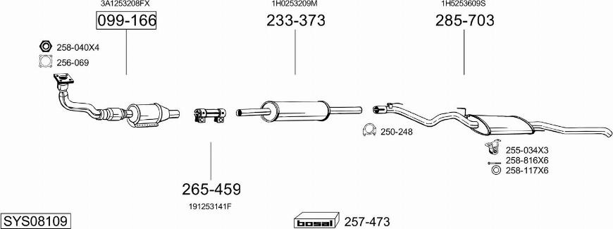 Bosal SYS08109 - Система випуску ОГ autocars.com.ua