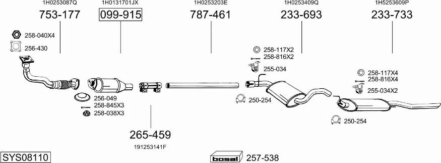 Bosal SYS08110 - Система випуску ОГ autocars.com.ua