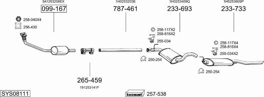 Bosal SYS08111 - Система випуску ОГ autocars.com.ua