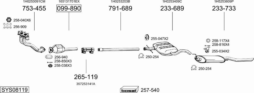 Bosal SYS08119 - Система випуску ОГ autocars.com.ua