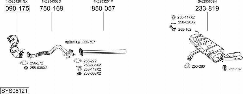 Bosal SYS08121 - Система выпуска ОГ avtokuzovplus.com.ua