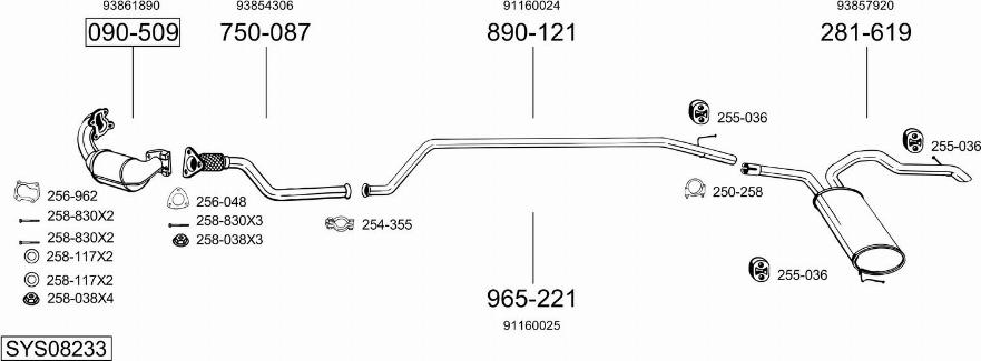 Bosal SYS08233 - Система випуску ОГ autocars.com.ua