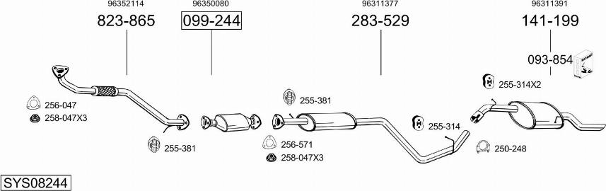 Bosal SYS08244 - Система випуску ОГ autocars.com.ua