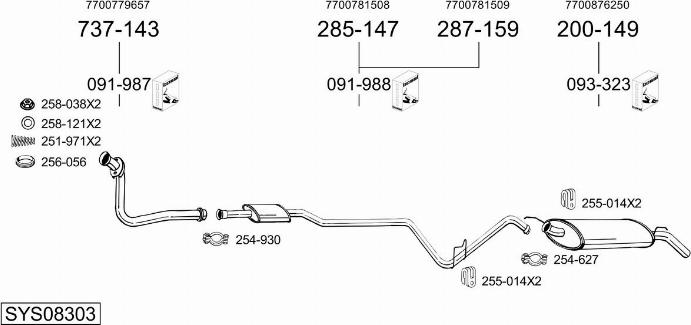 Bosal SYS08303 - Система випуску ОГ autocars.com.ua
