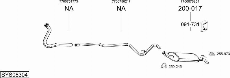Bosal SYS08304 - Система випуску ОГ autocars.com.ua