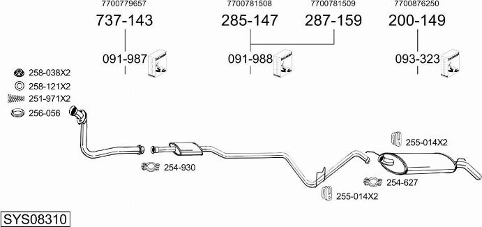 Bosal SYS08310 - Система випуску ОГ autocars.com.ua