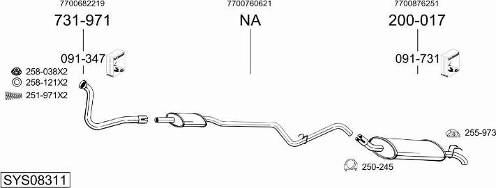Bosal SYS08311 - Система випуску ОГ autocars.com.ua