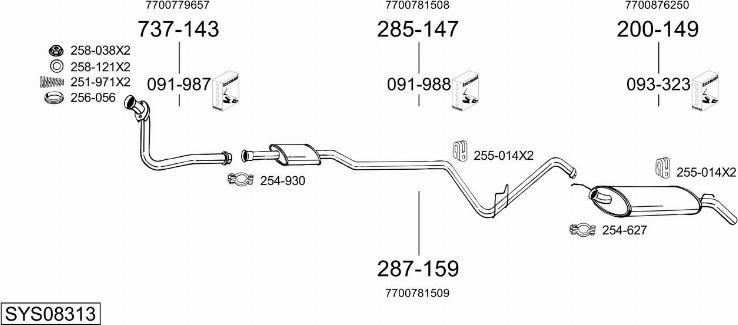 Bosal SYS08313 - Система випуску ОГ autocars.com.ua