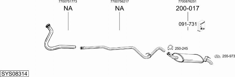 Bosal SYS08314 - Система випуску ОГ autocars.com.ua