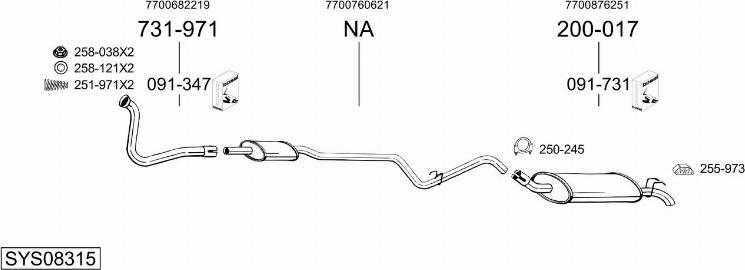 Bosal SYS08315 - Система випуску ОГ autocars.com.ua