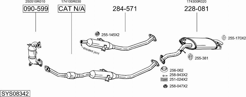 Bosal SYS08342 - Система випуску ОГ autocars.com.ua