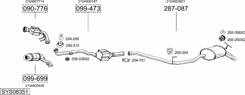 Bosal SYS08351 - Система випуску ОГ autocars.com.ua