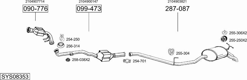 Bosal SYS08353 - Система випуску ОГ autocars.com.ua