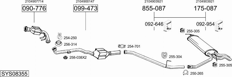 Bosal SYS08355 - Система випуску ОГ autocars.com.ua