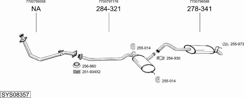 Bosal SYS08357 - Система випуску ОГ autocars.com.ua
