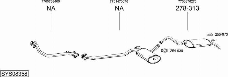 Bosal SYS08358 - Система випуску ОГ autocars.com.ua