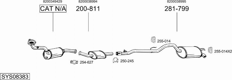 Bosal SYS08383 - Система випуску ОГ autocars.com.ua