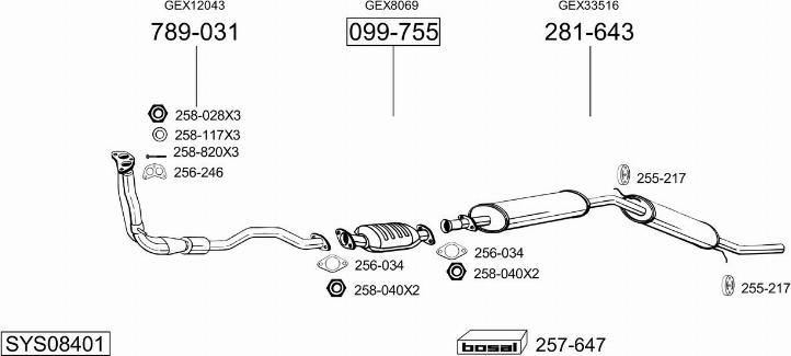 Bosal SYS08401 - Система випуску ОГ autocars.com.ua