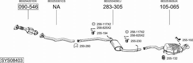 Bosal SYS08403 - Система випуску ОГ autocars.com.ua