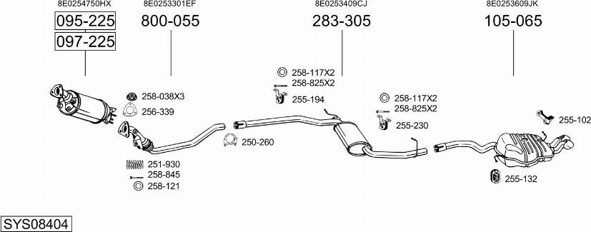 Bosal SYS08404 - Система випуску ОГ autocars.com.ua