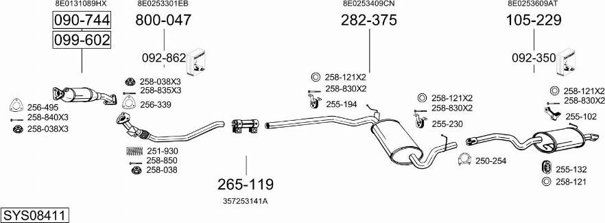 Bosal SYS08411 - Система випуску ОГ autocars.com.ua