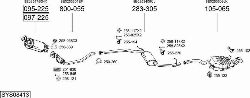 Bosal SYS08413 - Система випуску ОГ autocars.com.ua