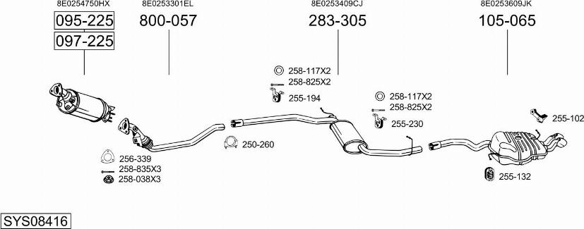 Bosal SYS08416 - Система випуску ОГ autocars.com.ua