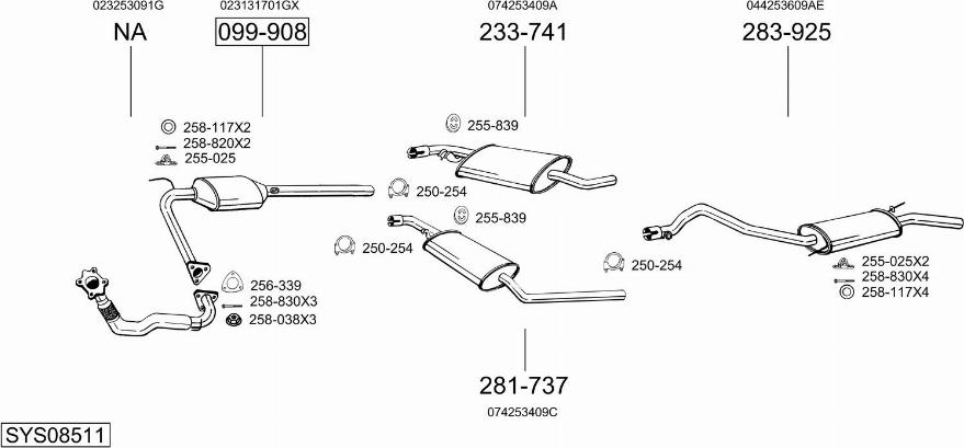 Bosal SYS08511 - Система випуску ОГ autocars.com.ua