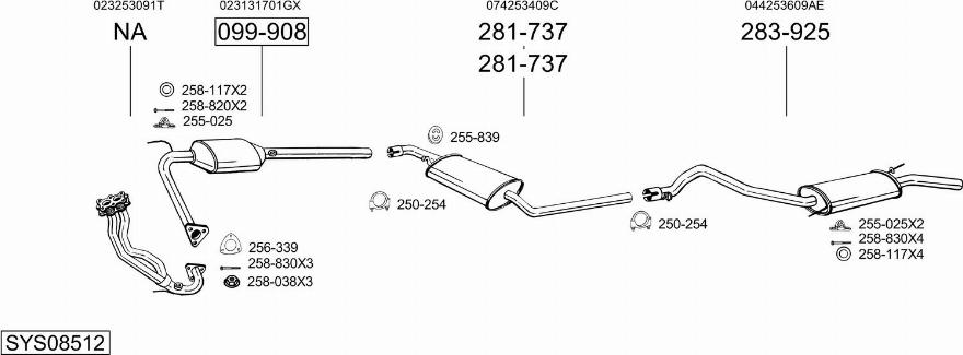 Bosal SYS08512 - Система випуску ОГ autocars.com.ua