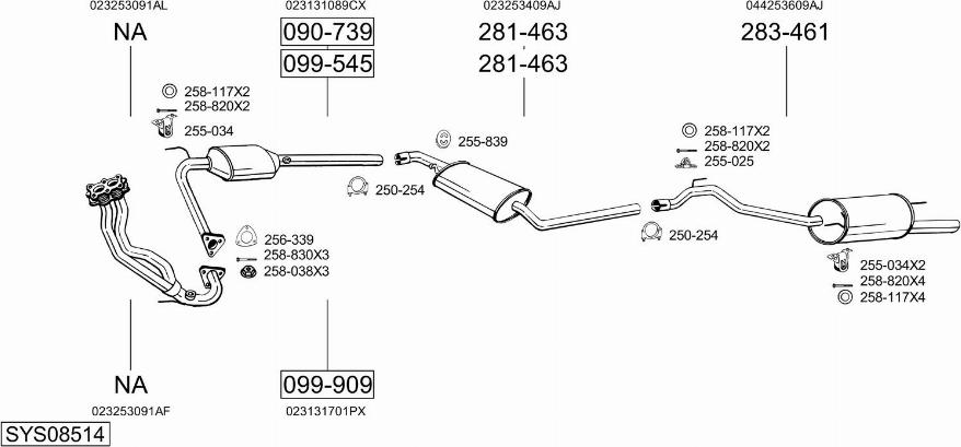 Bosal SYS08514 - Система випуску ОГ autocars.com.ua