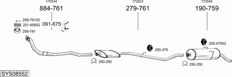 Bosal SYS08552 - Система випуску ОГ autocars.com.ua