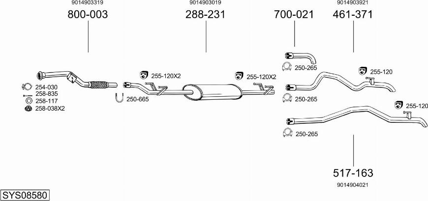 Bosal SYS08580 - Система випуску ОГ autocars.com.ua