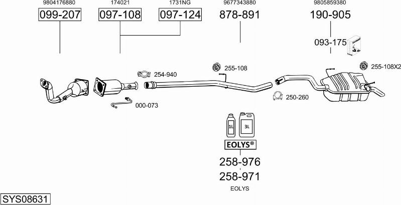 Bosal SYS08631 - Система випуску ОГ autocars.com.ua