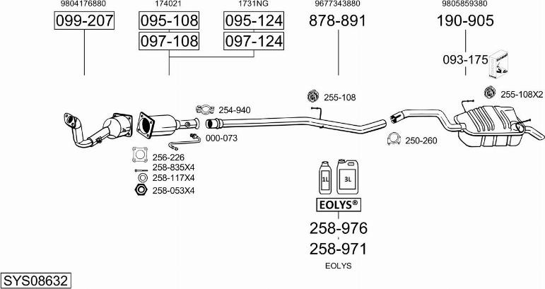 Bosal SYS08632 - Система випуску ОГ autocars.com.ua