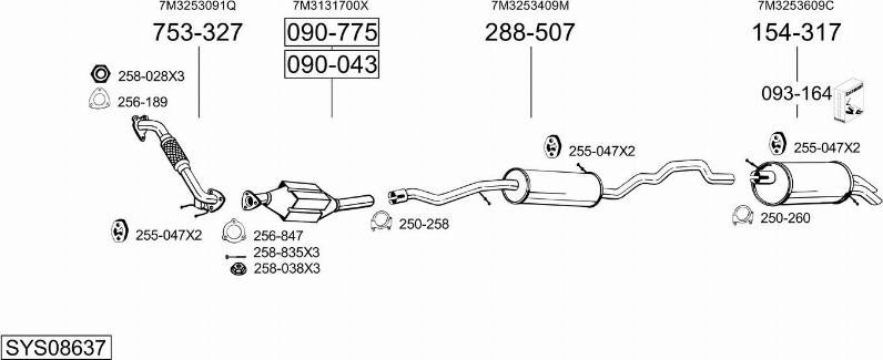 Bosal SYS08637 - Система випуску ОГ autocars.com.ua