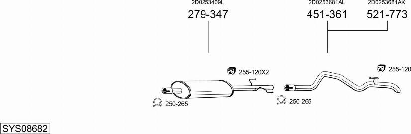 Bosal SYS08682 - Система випуску ОГ autocars.com.ua
